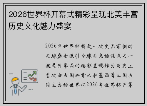 2026世界杯开幕式精彩呈现北美丰富历史文化魅力盛宴 2026世界杯开幕式精彩呈现北美丰富历史文化魅力盛宴